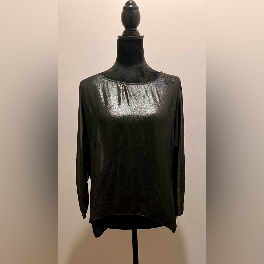 Mango Shimmering Black Blouse